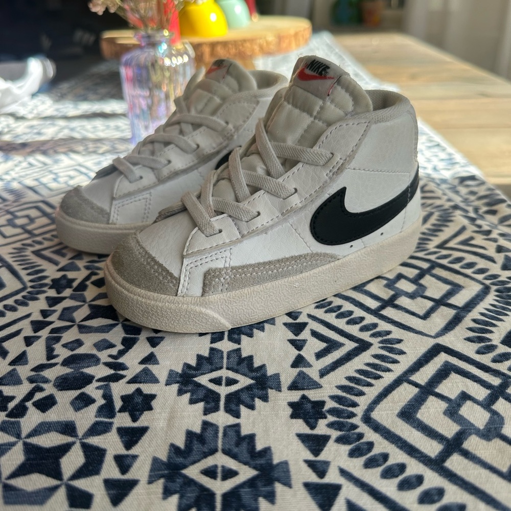 Nike Kids White Black High-Top Sneakers
